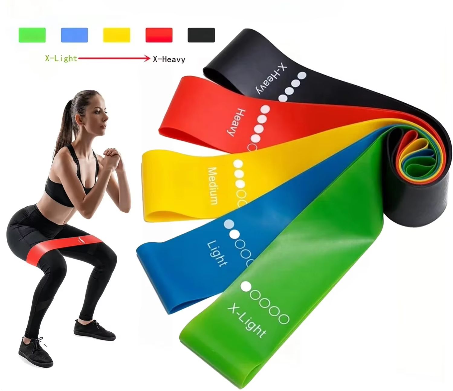 Crossfit Training Gear - 5단계 휴대용 피트니스 운동기구 고무 저항